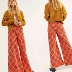Free People Wonderland Plaid Wide Leg Pant